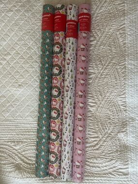 Hello Kitty Holiday Wrapping Paper Rolls - Pink, White, Green, Teal